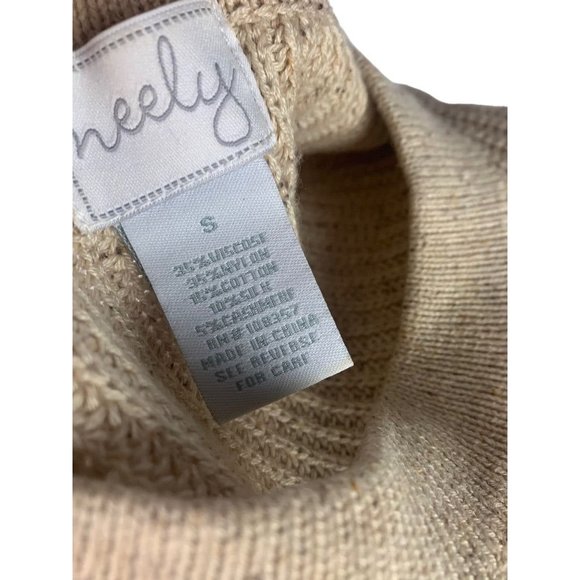 Small Neely Women's Beige Pullover Cashmere Silk Blend Sweater Arm Zipper Detail - Picture 8 of 8